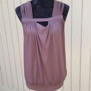 Brown drape neck multi-strap tank